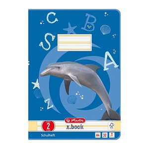 herlitz Schulheft x.book Lineatur 2 liniert DIN A4 ohne Rand, 32 Blatt, 1 St.