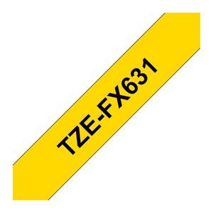 brother Schriftband TZe-FX631 TZEFX631, 12 mm, schwarz auf gelb, 1 St.