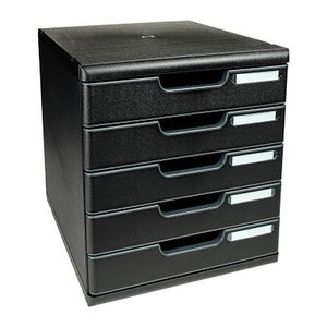 Exacompta Schubladenbox Modulo  schwarz 301414D, DIN A4 mit 5 Schubladen, 1 St.