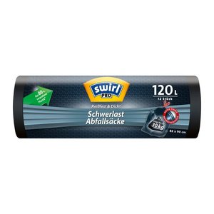 swirl® Schwerlastsäcke PROFI 4639 120,0 l schwarz, 12 St.