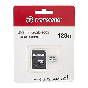 SD microSD Card 128GB Transcend SDXC USD300S-A w/Adapter
