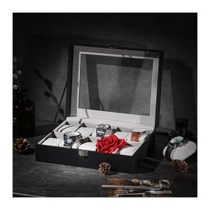 SONGMICS Uhrenbox schwarz, grau 25,5 x 20,2 x 7,8 cm, 1 St.