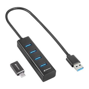 Sharkoon USB-Hub 4xUSB3.2 45cm Kabel Aluminium schwarz