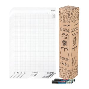 AKTION: Legamaster Flipchart-Papier SKETCH ECO kariert 65,0 x 98,0 cm, 20 Blatt, 5 Blöcke + GRATIS 2x edding 31 EcoLine Flipchartmarker