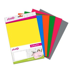 plottiX PremiumFlex Bügelfolie farbsortiert Flex-Folie 20,0 x 30,0 cm,  6 St.