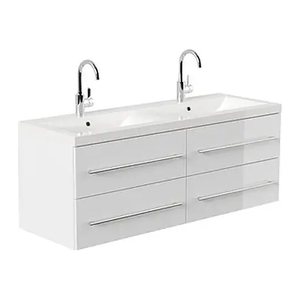 POSSEIK Waschbecken mit Unterschrank AURELION XL weiß glanz 143,2 x 50,5 x 56,6 cm