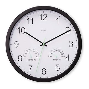 hama Wanduhr Santorini weiß schwarz Kunststoff, Ø 30,0 cm