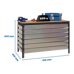 Simonrack Werkbank SIMONWORK BT5 BOX anthrazit 6 Schubladen 91,0 x 61,0 x 84,2 cm