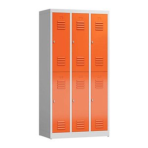ClassiX Spind feuerrot, lichtgrau X-520234, 6 Schließfächer 87,0 x 50,0 x 180,0 cm
