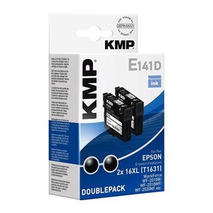 KMP E141D schwarz Druckerpatronen kompatibel zu EPSON 16XL (T1631), 2er-Set