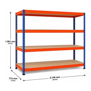 SCHULTE Schwerlast-Weitspannregal Z1 18272-N blau/orange 214,6 x 77,3 x 198,1 cm