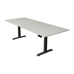 Kerkmann Move 4 elektrisch höhenverstellbarer Schreibtisch lichtgrau rechteckig, T-Fuß-Gestell grau 250,0 x 100,0 cm