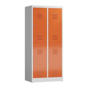 ClassiX Spind feuerrot, lichtgrau X-523224, 4 Schließfächer 80,0 x 50,0 x 180,0 cm