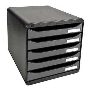 Exacompta Schubladenbox BIG-BOX PLUS  silber 309738D, DIN A4 mit 5 Schubladen, 1 St.