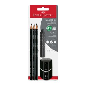 FABER-CASTELL GRIP 2001 Bleistift-Set B schwarz, 1 Set