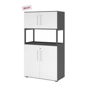 HAMMERBACHER Regalschrank FlexWall, VFW48K5RG/G/W/BS grafit, weiß 80,0 x 40,0 x 145,0 cm, 1 St.