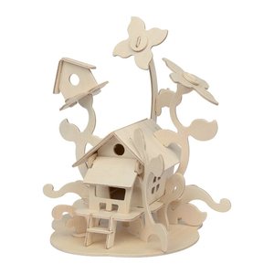 Marabu KiDS Feenhaus 3D-Puzzle, 43 (bemalbar) Teile