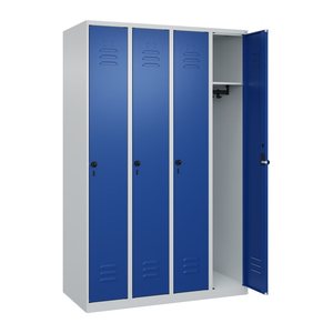 CP Spind Classic Plus lichtgrau, enzianblau 080000-40 S10003, 4 Schließfächer 120,0 x 50,0 x 185,0 cm