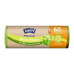swirl® Müllbeutel Reißfest & Dicht Aktive Frische 4638 60,0 l grün, 8 St.