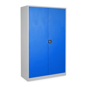 Stahlschrank – 1200 x 500 (5 OH) – Korpus in Lichtgrau (Türen Enzianblau)