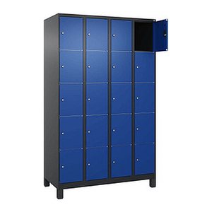 CP Schließfachschrank Classic Plus enzianblau, schwarzgrau 080010-405 S10033, 20 Schließfächer 120,0 x 50,0 x 195,0 cm