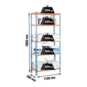 Simonrack Schwerlastregal MADERCLICK SUPERPLUS 458100025201155 blau, orange 110,0 x 50,0 x 200,0 cm