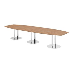 HAMMERBACHER Konferenztisch KT40S nussbaum Tonnenform, Rundrohr chrom, 400,0 x 85,0 - 130,0 x 74,0 cm