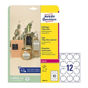 AVERY Zweckform Hängeetiketten weiß 60,0 x 60,0 mm blanko, kreisförmig, 120 St.