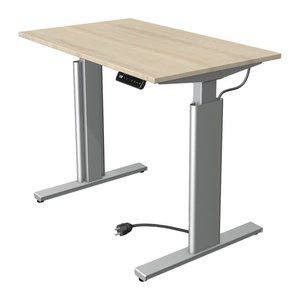 Kerkmann Move 3 tube elektrisch höhenverstellbarer Schreibtisch ahorn rechteckig, T-Fuß-Gestell silber 100,0 x 60,0 cm