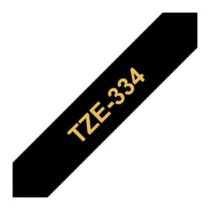 brother Schriftband TZe-334 TZE334, 12 mm, gold auf schwarz, 1 St.