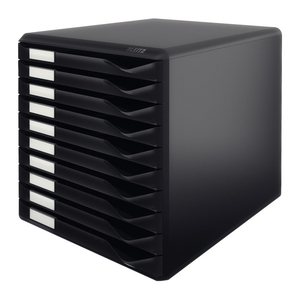 LEITZ Schubladenbox Formular-Set schwarz 52940095, DIN A4 mit 10 Schubladen, 1 St.
