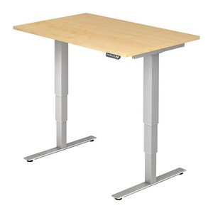 HAMMERBACHER XDSM12 elektrisch höhenverstellbarer Schreibtisch ahorn rechteckig, T-Fuß-Gestell silber 120,0 x 80,0 cm