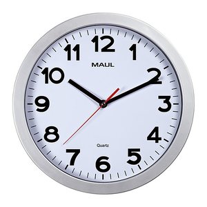 MAUL Wanduhr Step weiß/silber Kunststoff 30cm inkl. Batterie