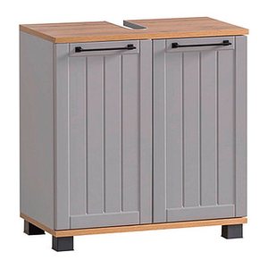 MÖBELPARTNER Waschtischunterschrank ohne Waschbecken Jelda 154176 platingrau, eiche-landhaus 59,8 x 32,6 x 62,4 cm