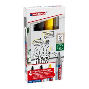 edding 385/380/383 Flipchart-Marker farbsortiert 1,0 - 5,0 mm, 4 St.