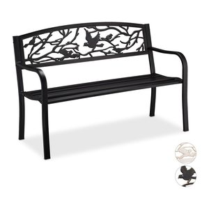 relaxdays Gartenbank 10030989_46 schwarz Metall 127,0 cm
