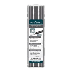 Pica Big Dry For All 6030 Bleistiftminen für Zimmermannsbleistift mit Druckmechanismus grau 2B 2,0 - 5,0 mm, 12 St.