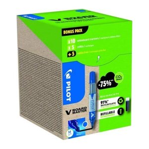 AKTION: PILOT V-Board Master Greenpack Whiteboard-Marker-Set blau 2,0 - 5,0 mm, 1 Set + GRATIS 5 Nachfülltuschen