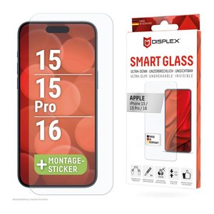 DISPLEX® Smart Glass Display-Schutzglas für Apple iPhone 15, iPhone 15 Pro, iPhone 16