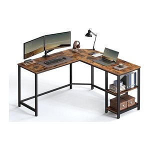 VASAGLE Schreibtisch braun L-Form, 8-Fuß-Gestell schwarz 88,0 / 138,0 x 49,0 cm
