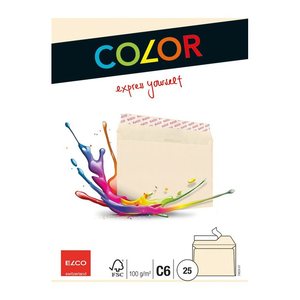 ELCO Briefumschläge Color DIN C6 ohne Fenster hellchamois haftklebend 25 St.
