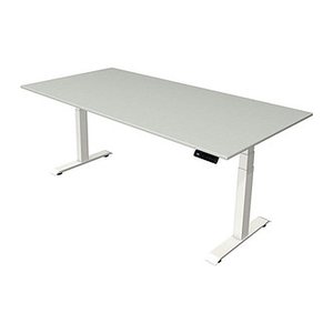 Kerkmann Move 4 elektrisch höhenverstellbarer Schreibtisch lichtgrau rechteckig, T-Fuß-Gestell weiß 200,0 x 100,0 cm