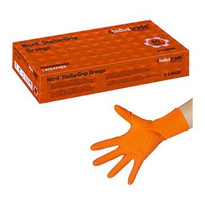 Industrade® unisex Einmalhandschuhe Nitril® StellarGrip Orange orange Größe XL, 50 St.