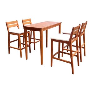 Garden Pleasure Bartisch-Set MAINE beige, natur Holz, 5-teilig