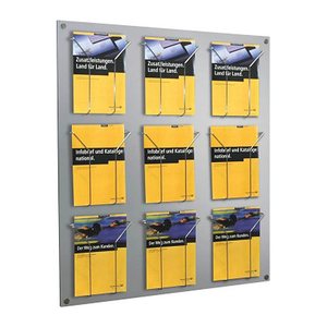 Kerkmann Wandprospekthalter Fokus alu DIN A4 9 Fächern 75,0 x 6,5 x 100,0 cm, 1 St.