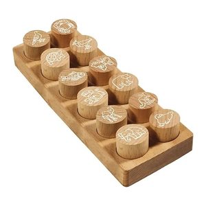 COLOP Woodies Motivstempel-Set Exotic animals 3,0 x 3,0 cm, 12 St.