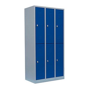 LÜLLMANN Spind enzianblau, lichtgrau 520231, 6 Schließfächer 88,5 x 50,0 x 180,0 cm