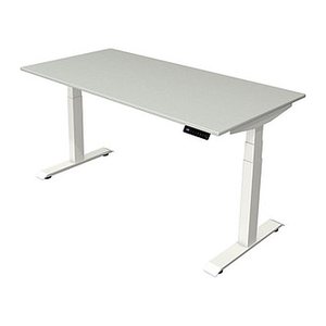 Kerkmann Move 4 elektrisch höhenverstellbarer Schreibtisch lichtgrau rechteckig, T-Fuß-Gestell weiß 160,0 x 80,0 cm