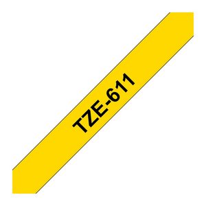 brother Schriftband TZe-611 TZE611, 6 mm, schwarz auf gelb, 1 St.