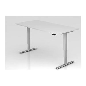 HAMMERBACHER XDSM2E elektrisch höhenverstellbarer Schreibtisch weiß rechteckig, T-Fuß-Gestell silber 200,0 x 100,0 cm